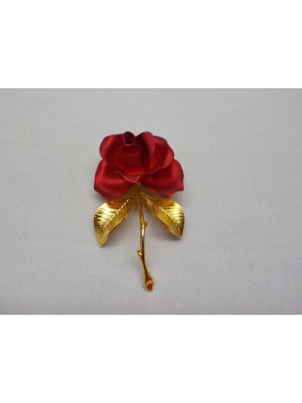 Vintage Giovanni Antonio Cerrito Red Single Rose Gold Brooch Pin EUC 2.5"